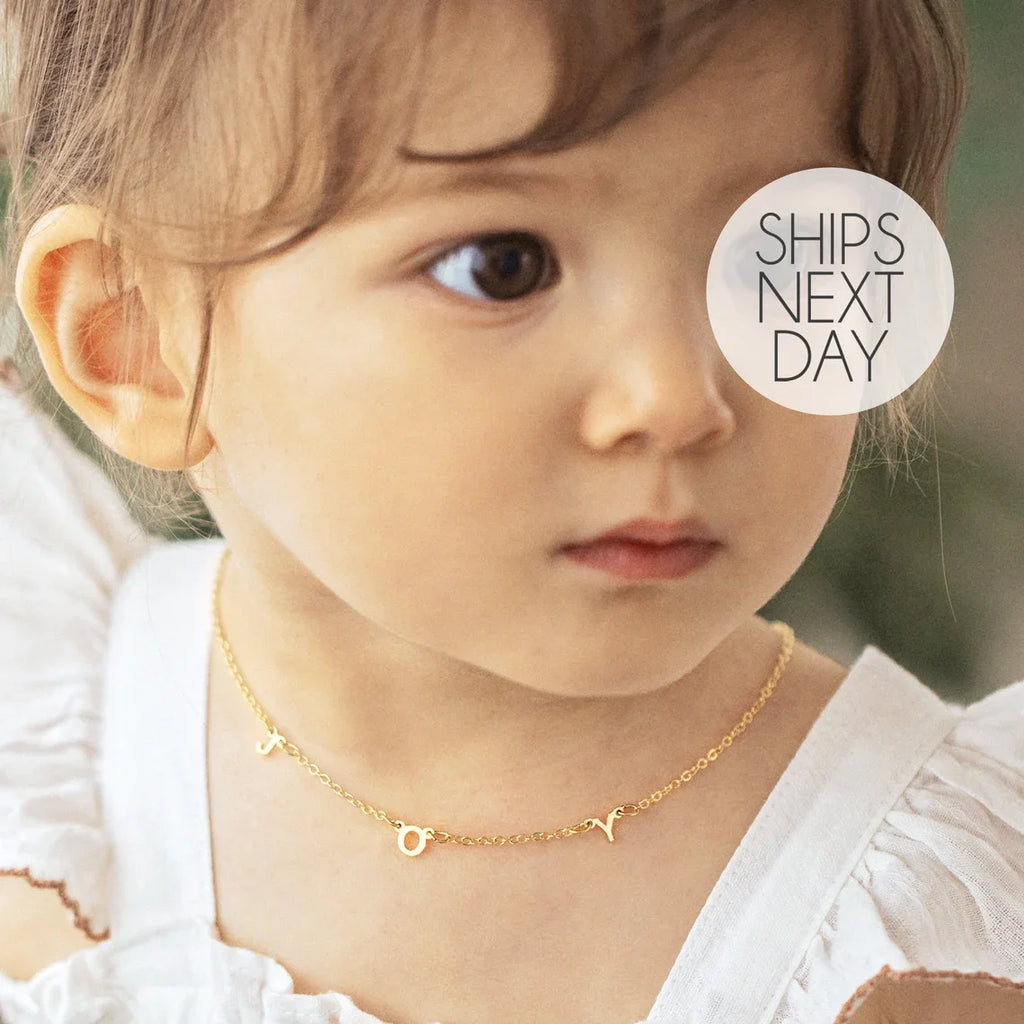 Baby Girl Gift Personalized Flower Girl Proposal Initial Necklace for Toddler Custom Letter Necklace with Kids Name Baby Shower