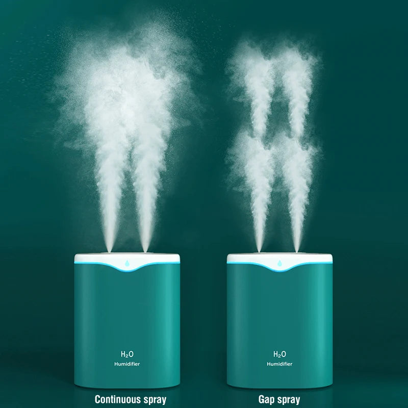2000ML USB Air Humidifier Double Spray Port Essential Oil Aromatherapy Diffuser Cool Mist Maker Fogger for Home Office