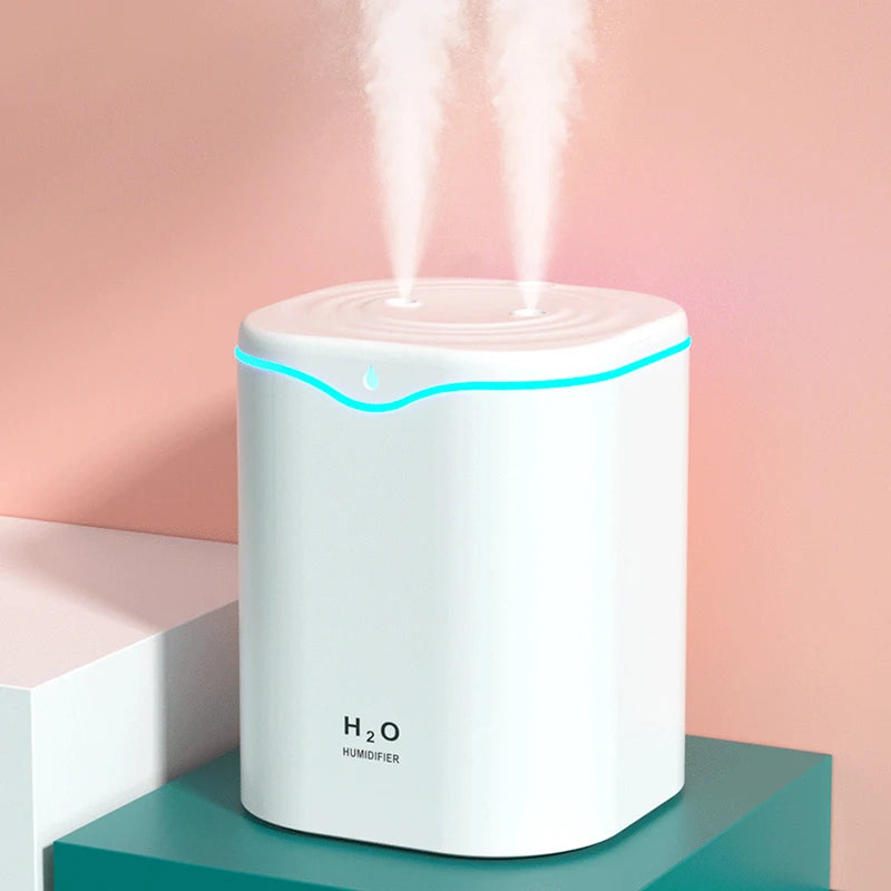 2000ML USB Air Humidifier Double Spray Port Essential Oil Aromatherapy Diffuser Cool Mist Maker Fogger for Home Office
