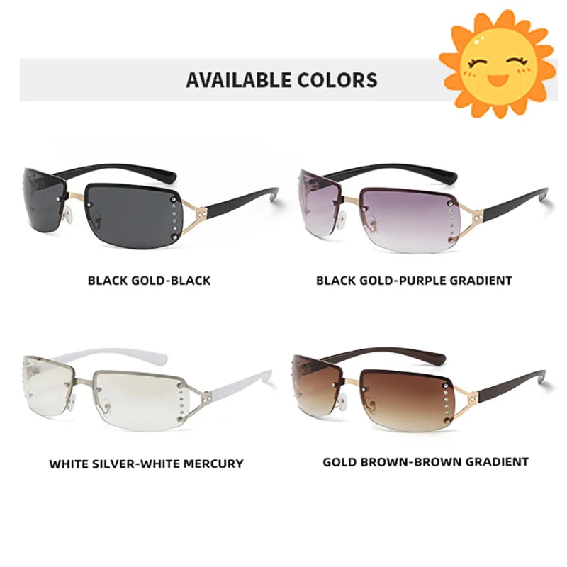 New  Women Sunglasses Luxury Brand Design Fashionable Y2KSun Glasses Camping Cycling Fishing Retro Frameless Uv400 Men Sunnies