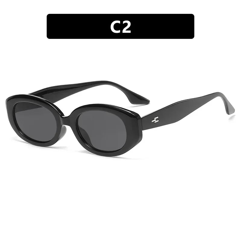 New Y2K Vintage Oval Sunglasses Woman Brand Small Rectangle Sun Glasses Fashion INS Men Eyewear UV400 Oculos De Sol