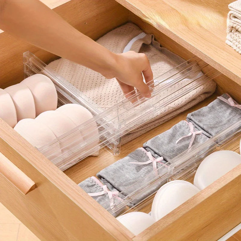 1Pc Clear Plastic Drawer Dividers Organizers Adjustable 8cm High Expandable from 27.5-52cm Kitchen Drawer Organizer