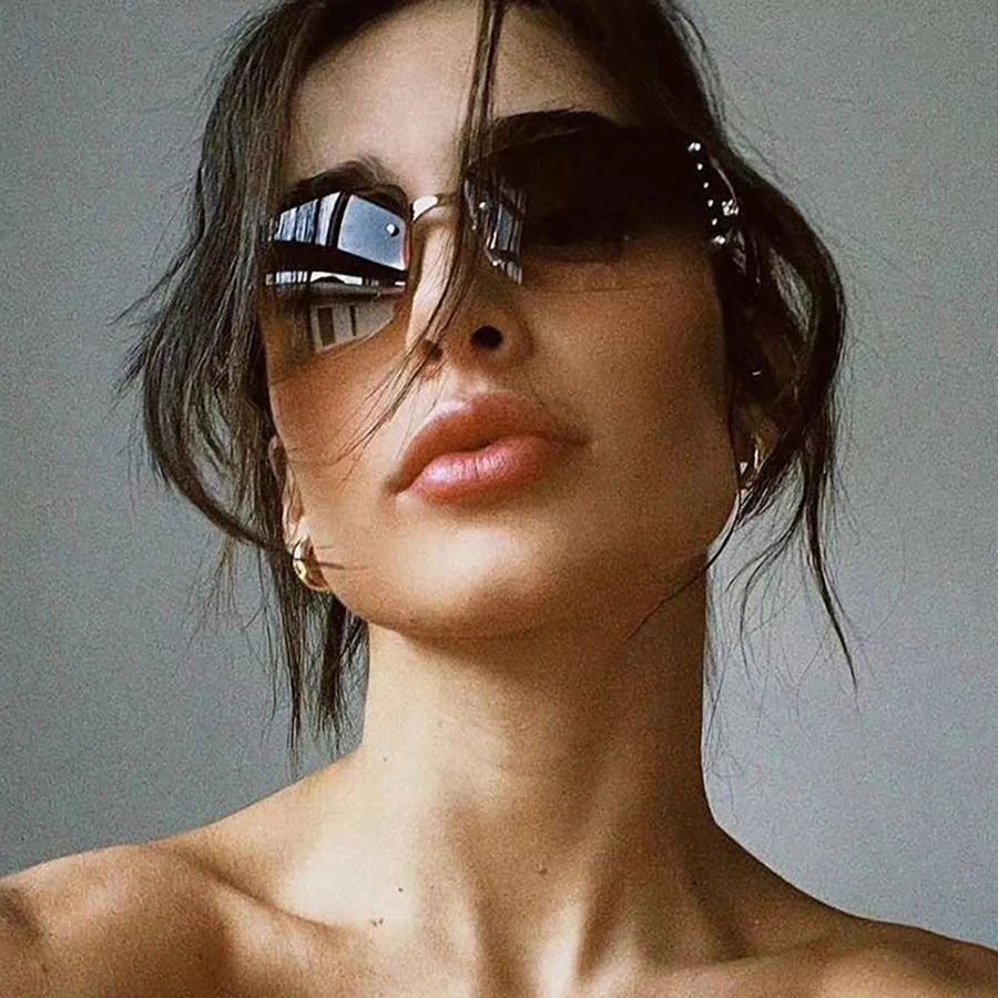 New  Women Sunglasses Luxury Brand Design Fashionable Y2KSun Glasses Camping Cycling Fishing Retro Frameless Uv400 Men Sunnies