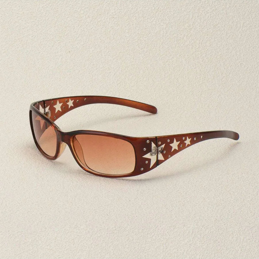 Black with Drill Star Pattern Women's Sunglasses Easiest for Match Daily Y2K Style Fashion Party Glasses