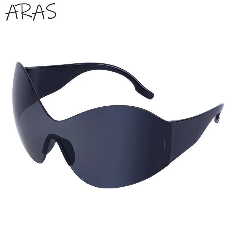 Y2K Oversized Rimless Sunglasses Women Men Luxury Brand Trend Steampunk Mask Butterfly Sun Glasses Lady Retro 2000's Punk Shades