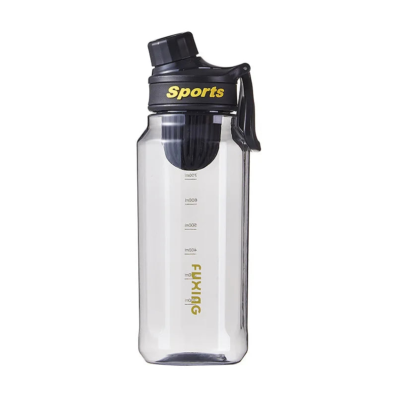 1L Sports Water Bottle Large Capacity Transparent Bottle Plastic Cup with Tea Filter Outdoor Travel Gym Fitness Water Bottle
