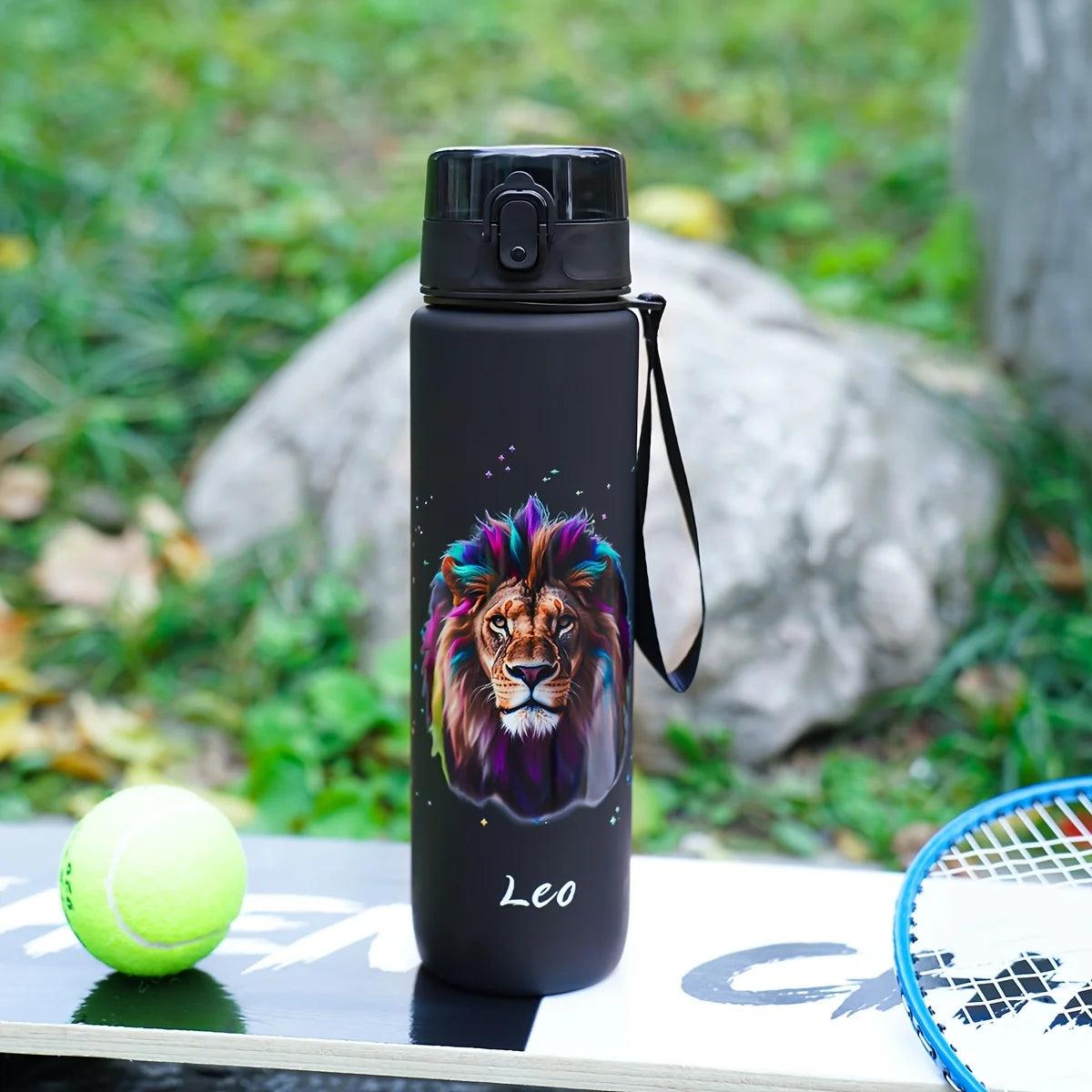 1000ml/34OZ outdoor sports constellation water bottle, with lid, leak-proof and durable, suitable for running, cycling, a gift