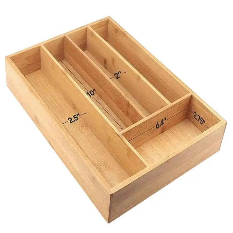 Velori Bamboo Organizer — Expandable Silverware & Cutlery Storage