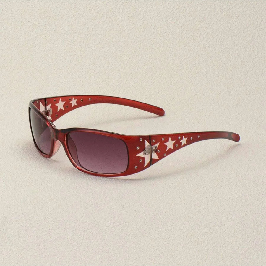 Black with Drill Star Pattern Women's Sunglasses Easiest for Match Daily Y2K Style Fashion Party Glasses