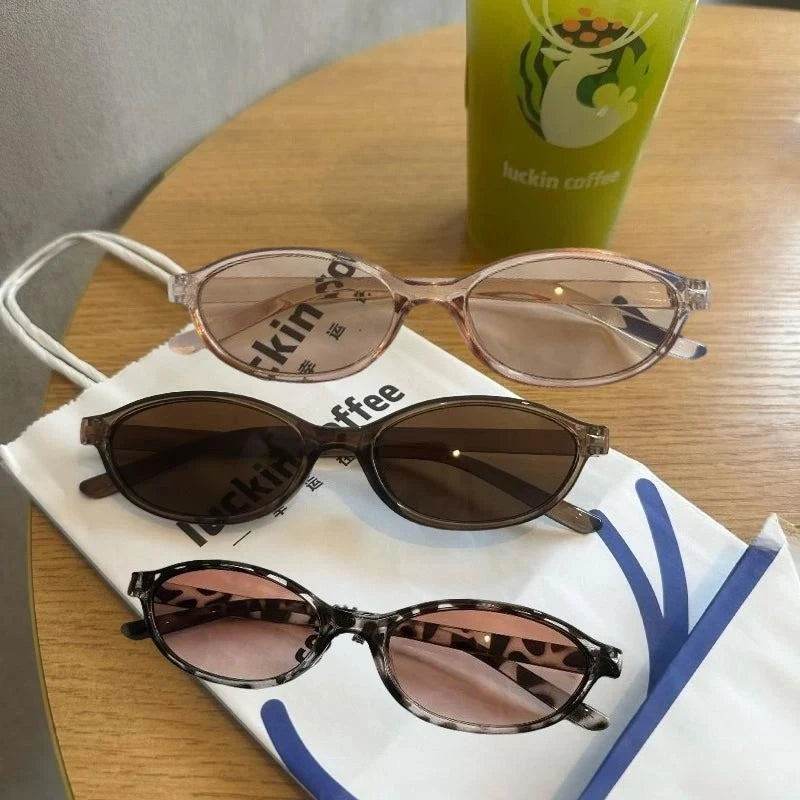 3PCS Y2K Small Oval Sunglasses Women Retro Korean Style Hip Pop Punk Eyepieces Women's Sunglasses