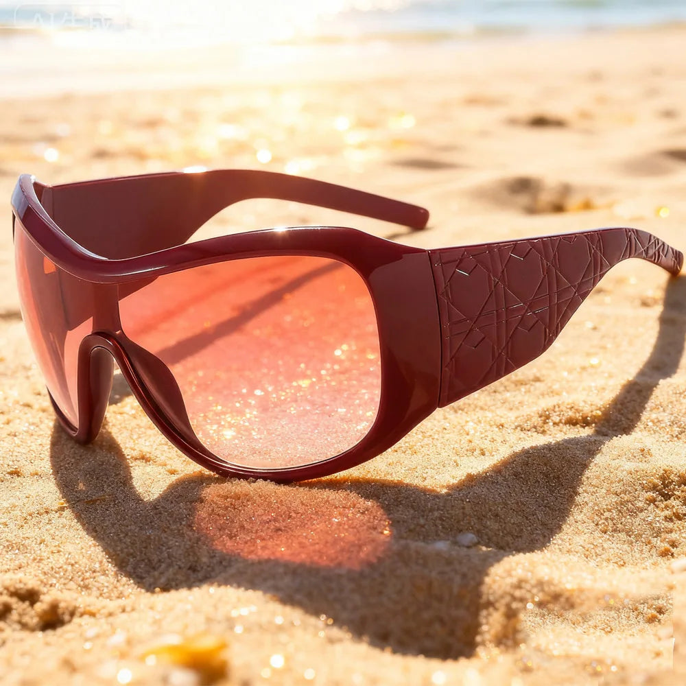 one piece oversized Y2K sunglasses for women men vintage square shield gradient hip hop sun glasses female sexy driving shades