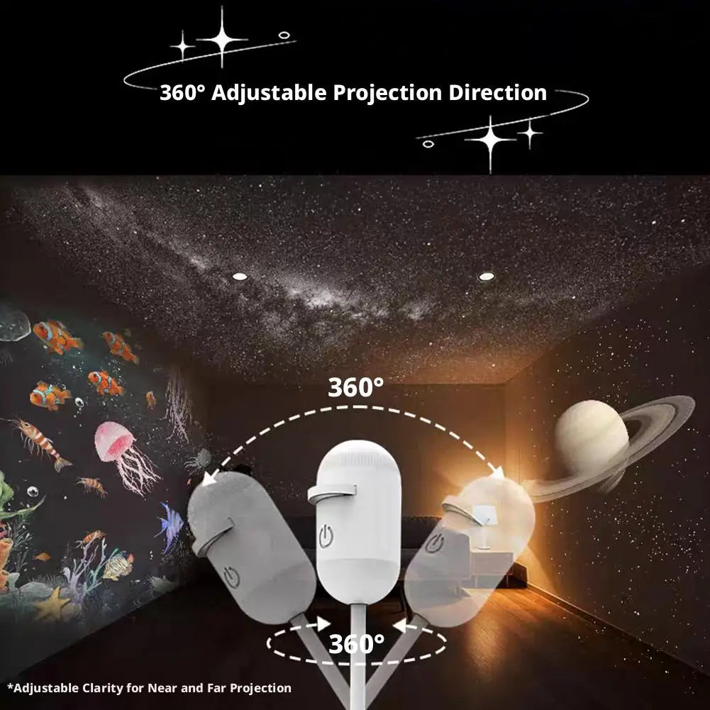 2-in-1 Mini Galaxy Star Projector Night Light LED Starry Sky Ambient Lamp for Bedroom Sleep & Decoration LED Atmosphere Light