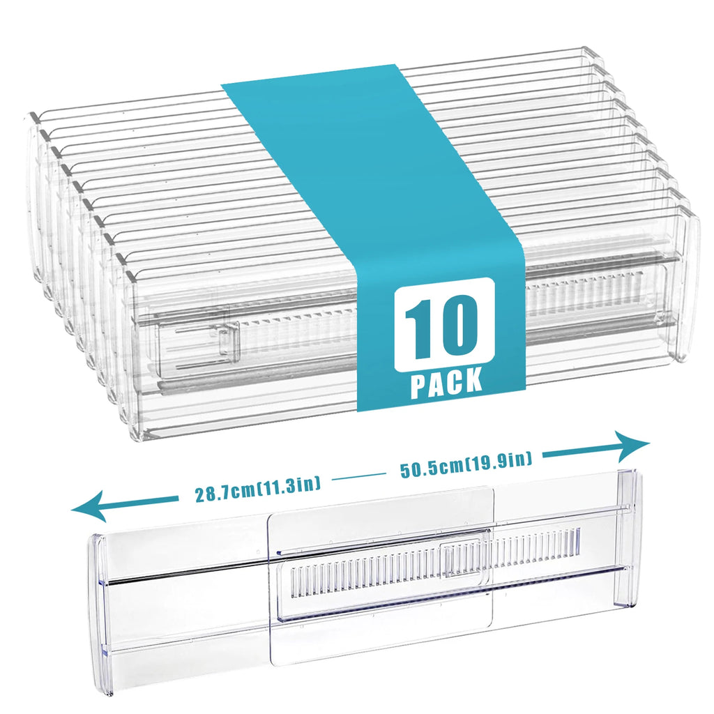 Velori Clear Organizer Set — Adjustable Expandable Drawer Dividers