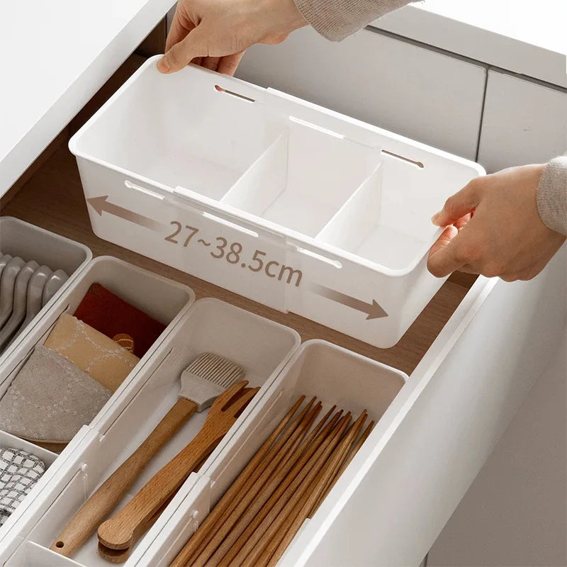 Drawer Compartment Expandable Storage Box, Stationery, Cosmetics, Tableware, Underwear, Snacks Storage Drawer Box