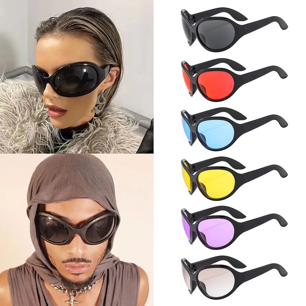 Irregular UV400 Oversized Sunglasses Y2K Shades Wrap Around Women & Men