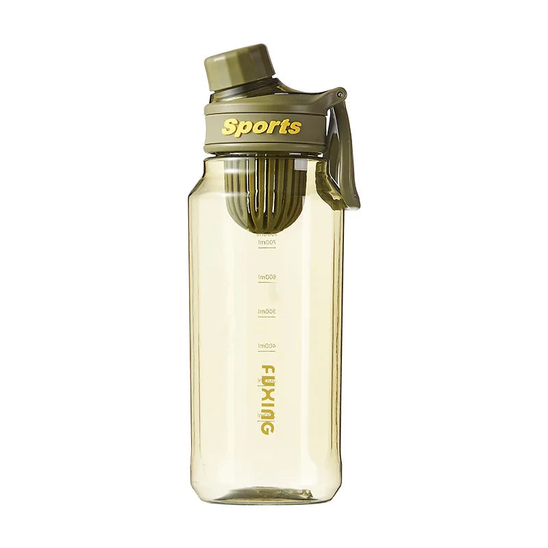 1L Sports Water Bottle Large Capacity Transparent Bottle Plastic Cup with Tea Filter Outdoor Travel Gym Fitness Water Bottle