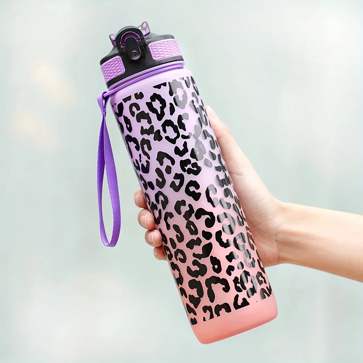1000ml/34oz outdoor sports water bottle, with lid, durable and leak-proof, suitable for running, cycling, birthday gift, gift