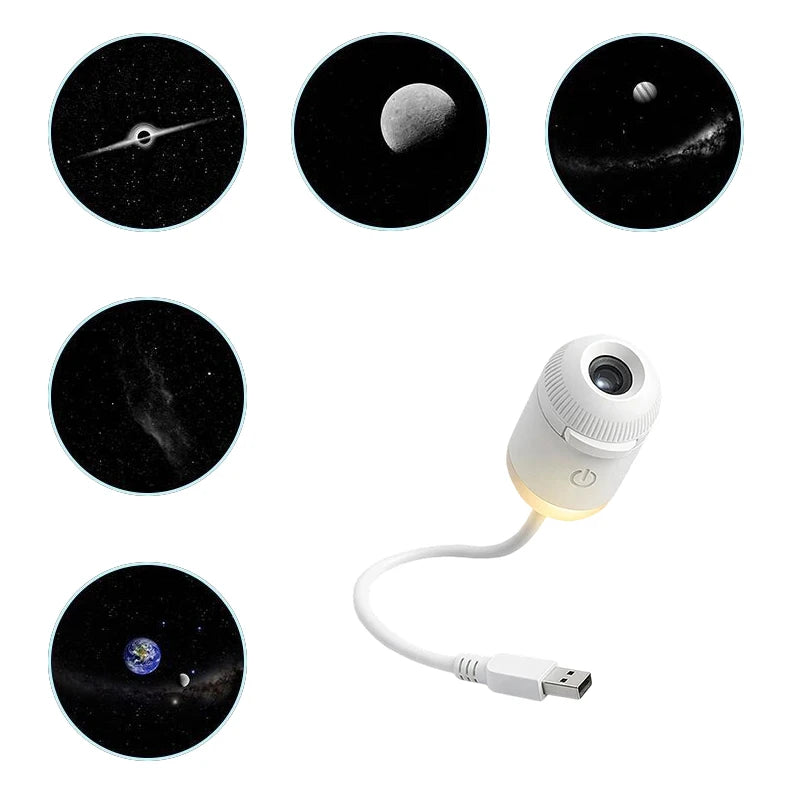2-in-1 Mini Galaxy Star Projector Night Light Dimmable Touch Control Ambient Lamp Eye-Friendly USB Nightlight For Bedroom Decor