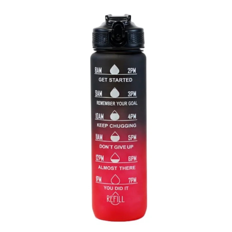 Gradient Color 1000ml Plastic Water Bottle with Straw Leak-Proof Sports Water Bottle for Outdoor Travel Fitness Cycling