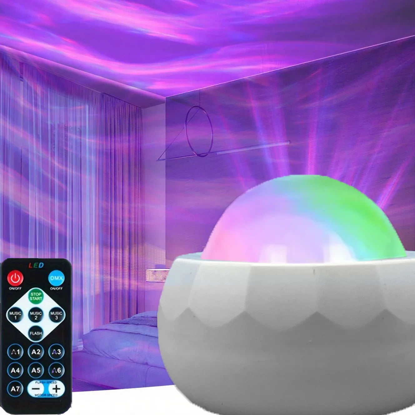 Galaxy Starry Sky Projector Light LED Night Light Remote Control 7 Modes USB Plug-in for Kids Room Party Decor Gift Auto Rotate