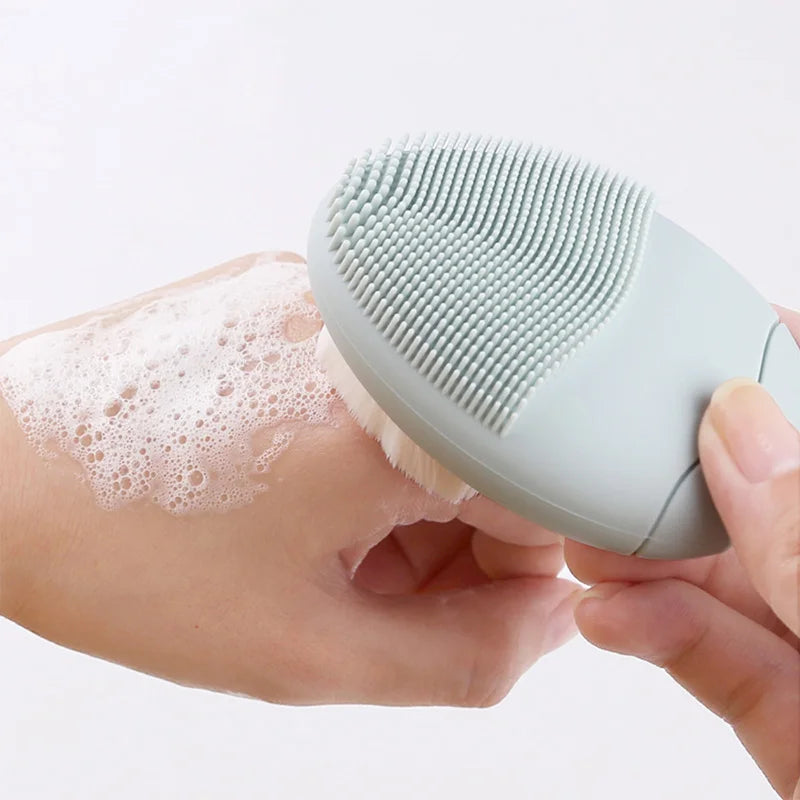 Double Sided Silicone Facial Cleansing Brush Manual Massage Facial Cleanser Brush Soft Bristles Deep Cleaning Exfoliator Tool