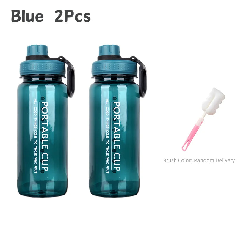 1 Liter Large Capacity Leak Proof Sports Water Bottle With Handheld Ring Portable Plastic Space Cup Outdoor Travel Beach Gym Jug
