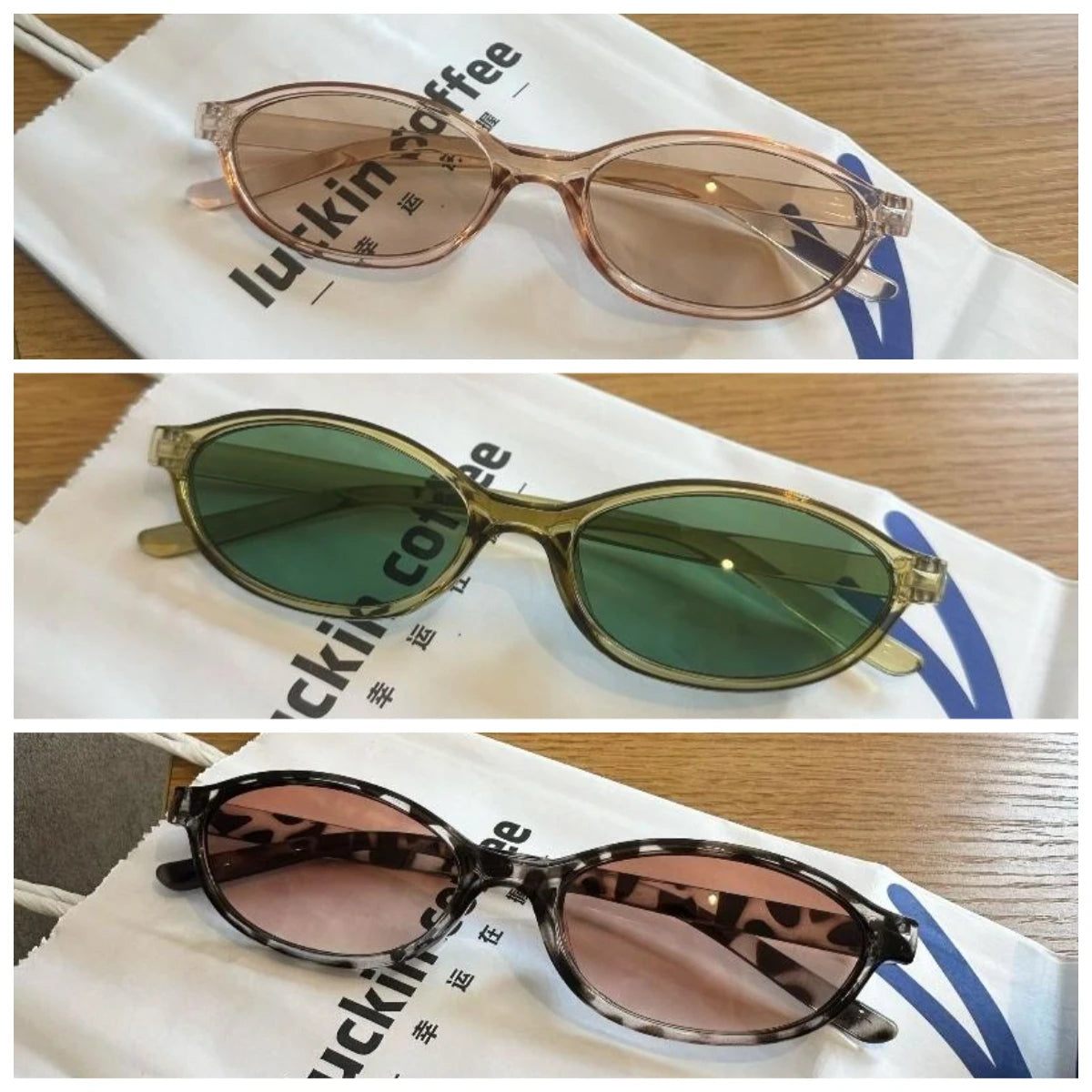 3PCS Y2K Small Oval Sunglasses Women Retro Korean Style Hip Pop Punk Eyepieces Women's Sunglasses