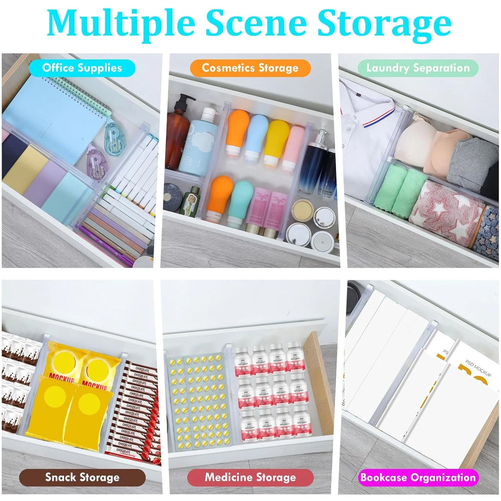 Velori Clear Organizer Set — Adjustable Expandable Drawer Dividers