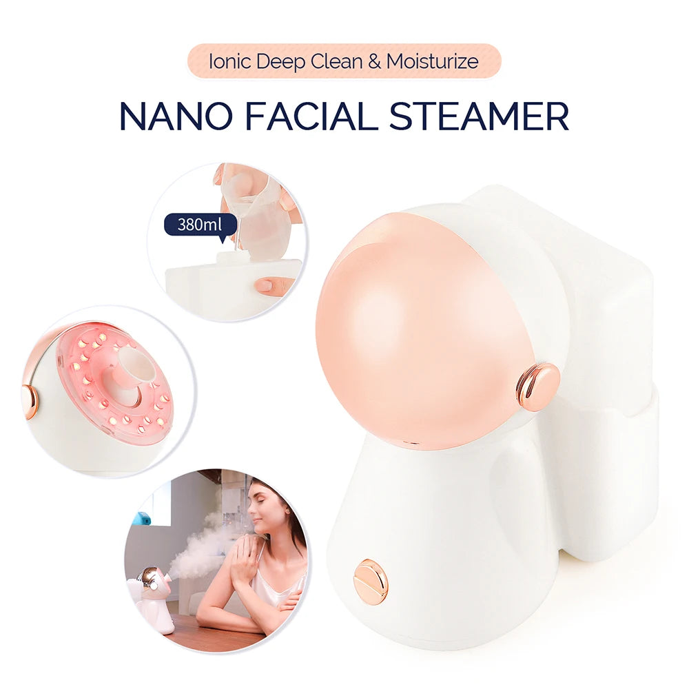 7Colors Photon Nano Hot Spray Face Steamer Sauna Pore Cleaner Red Light Therapy Skin Brightening Air Humidifier Facial Vaporizer