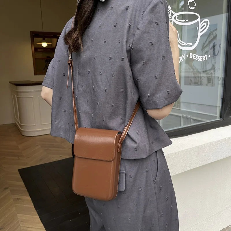 2024 Flap Crossbody Bags Women Mini PU Leather Shoulder Purses and Handbags for Girls Ladies Phone Simple Solid Designer Bag