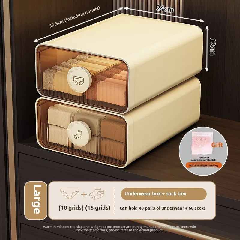 Underwear Organizer, Bra Underwear Socks Closet Compartment Organizer Drawers, Expandable Dustproof Storage Box with Dividers