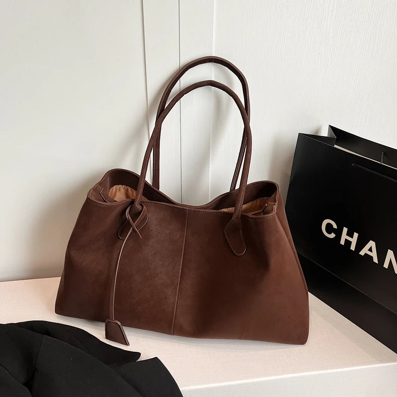 Faux Suede Solid Color High Quality Fashionable Versatile Handbag 2025 Women's Product Hot Selling  Large Capacity Shoulder Bag