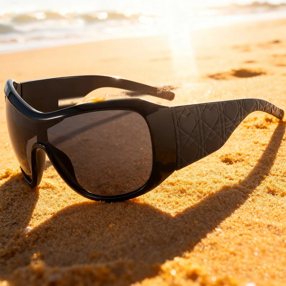 one piece oversized Y2K sunglasses for women men vintage square shield gradient hip hop sun glasses female sexy driving shades