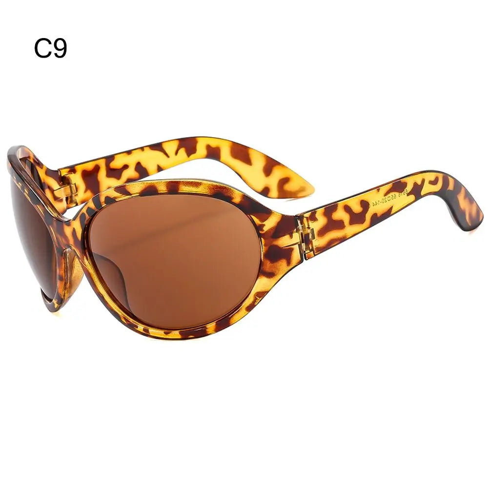 Irregular UV400 Oversized Sunglasses Y2K Shades Wrap Around Women & Men
