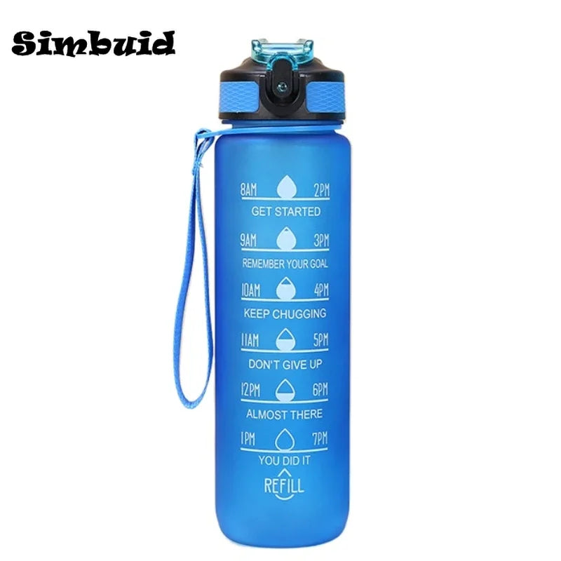 Gradient Color 1000ml Plastic Water Bottle with Straw Leak-Proof Sports Water Bottle for Outdoor Travel Fitness Cycling