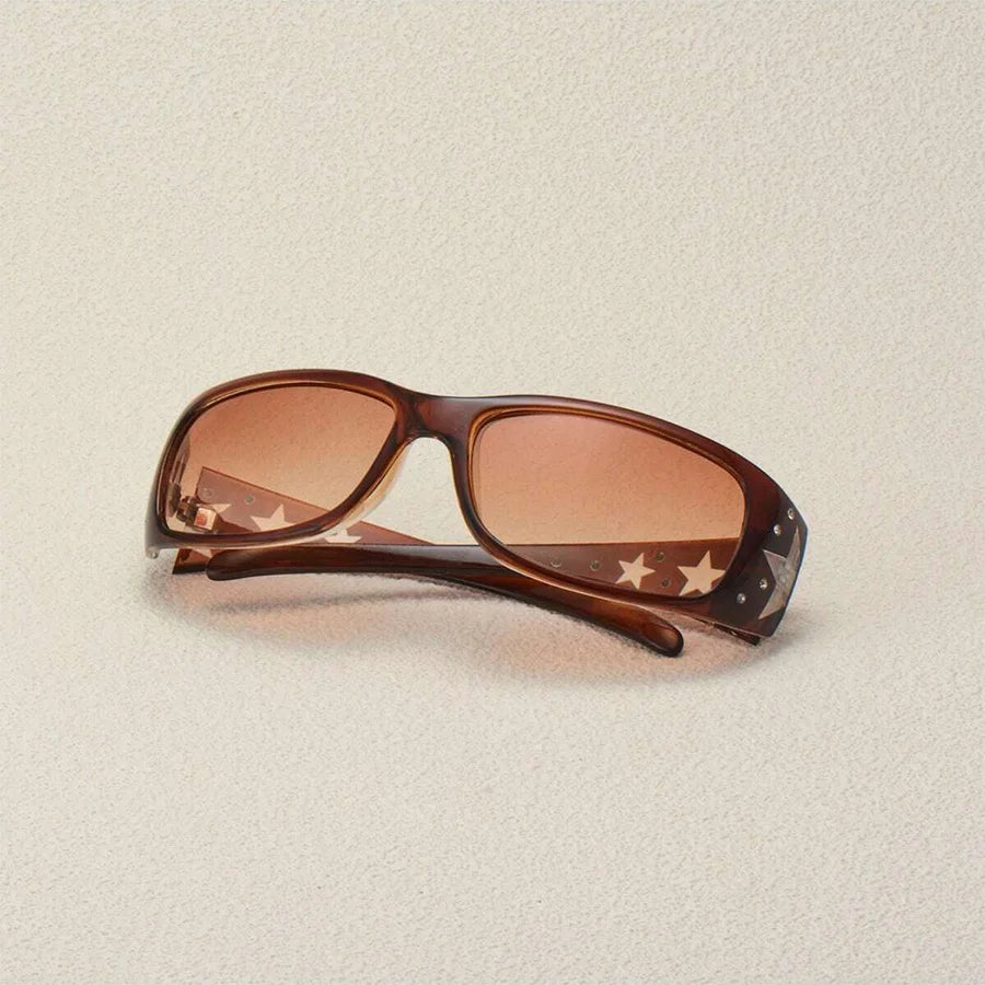 Black with Drill Star Pattern Women's Sunglasses Easiest for Match Daily Y2K Style Fashion Party Glasses