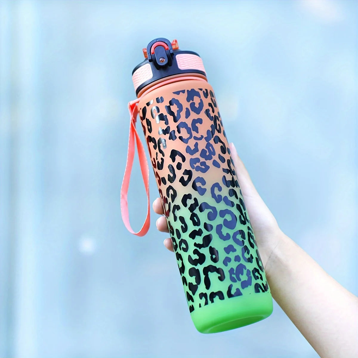 1000ml/34oz outdoor sports water bottle, with lid, durable and leak-proof, suitable for running, cycling, birthday gift, gift