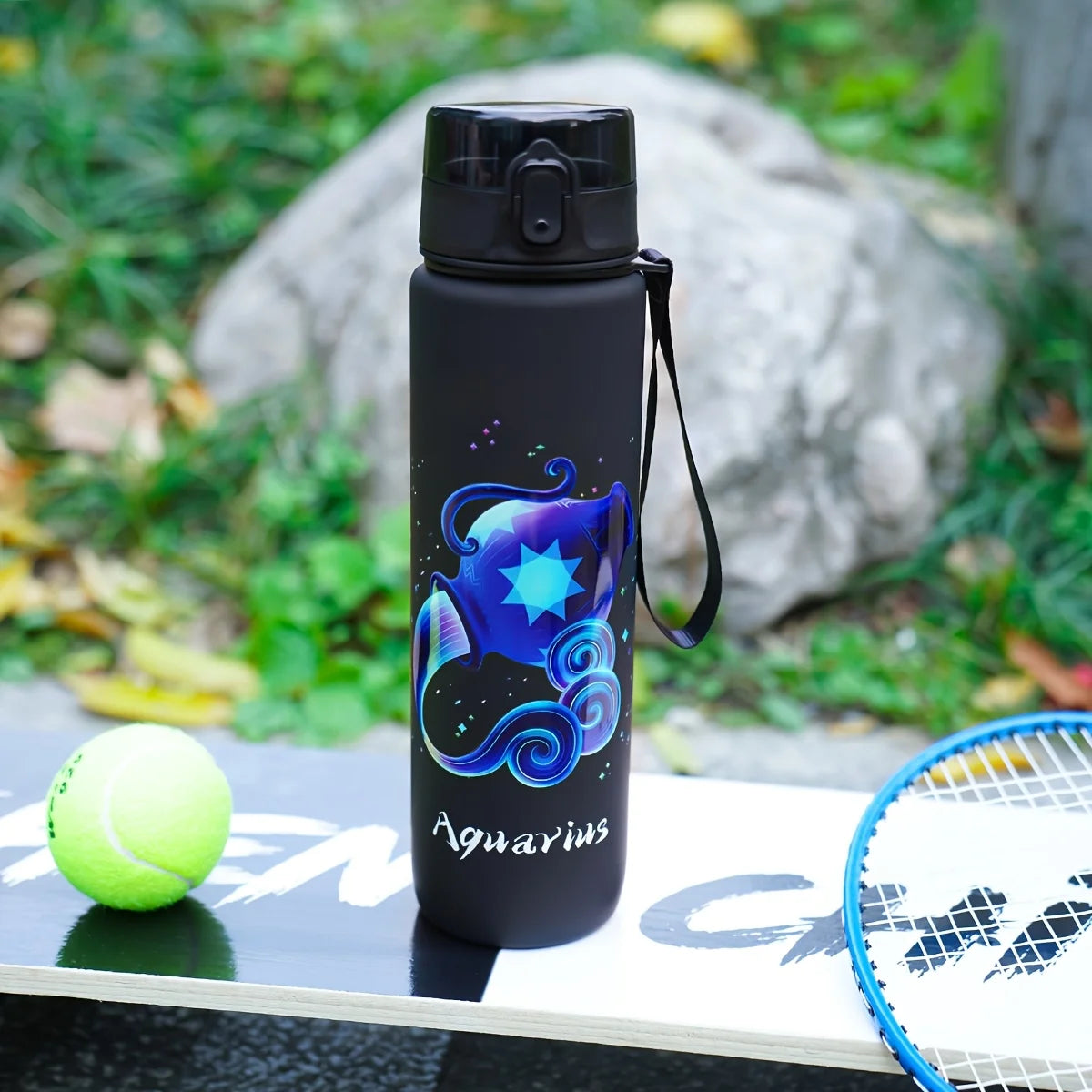 1000ml/34OZ outdoor sports constellation water bottle, with lid, leak-proof and durable, suitable for running, cycling, a gift