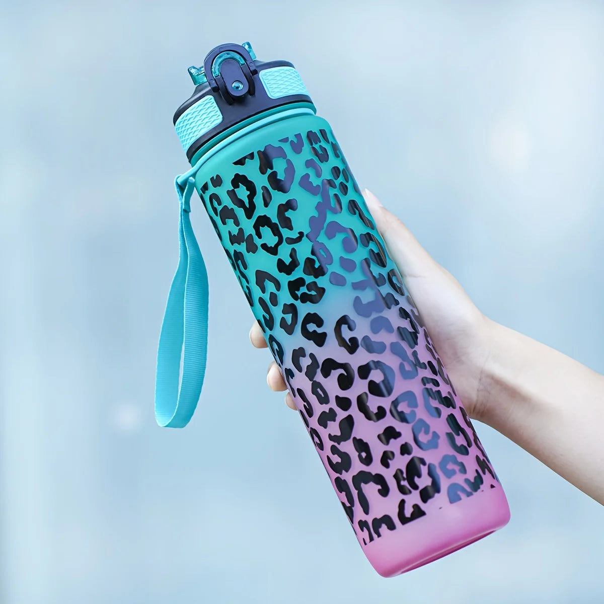 1000ml/34oz outdoor sports water bottle, with lid, durable and leak-proof, suitable for running, cycling, birthday gift, gift