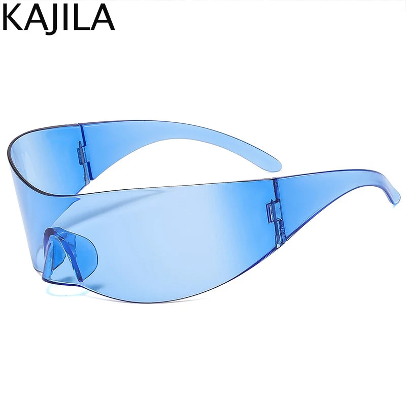 Y2K Cyber Punk One-Piece Sports Sunglasses Women Men 2025 Luxury Brand Windproof Rimless Sun Glasses For Ladies Shield Eyewear