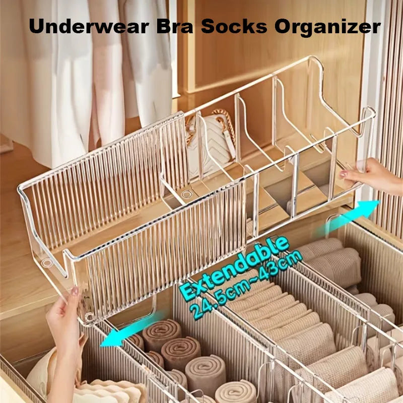 Underwear Bra Socks Organizer Expandable Cabinet Drawer Organizers Sock Scarf Underwear Storage Boxes Clear Desktop Storage Case