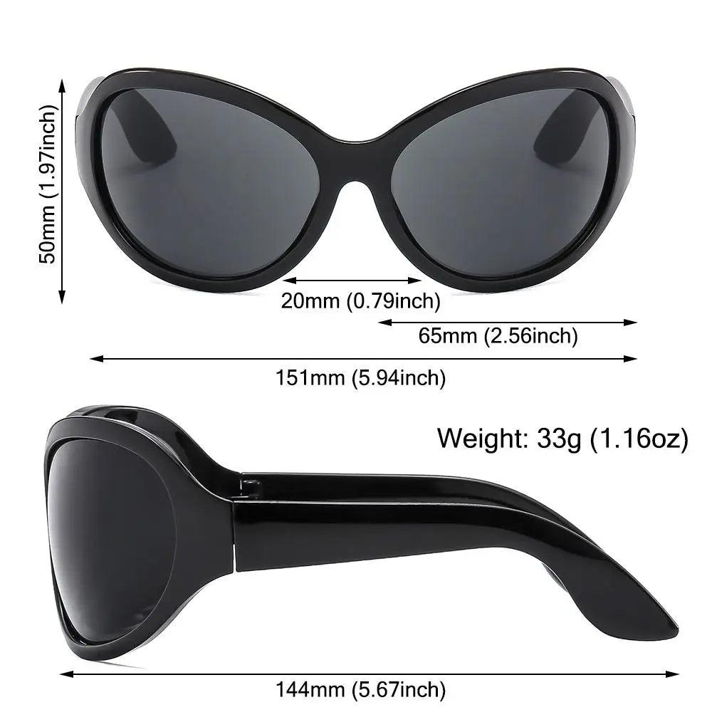 Irregular UV400 Oversized Sunglasses Y2K Shades Wrap Around Women & Men