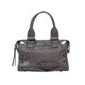 Korean brand FANCY CLUB: Large Capacity Retro Fancyclub Tote Bag with Rivets and Straps – A Motorcycle-Style Bag for Women.