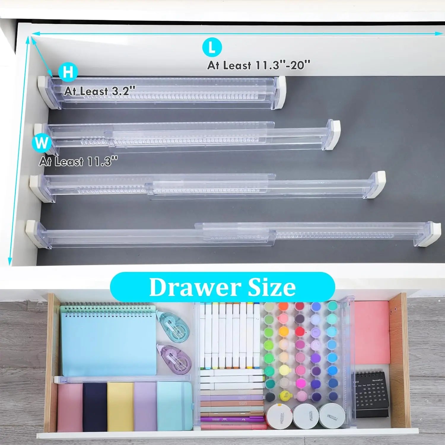 Velori Clear Organizer Set — Adjustable Expandable Drawer Dividers