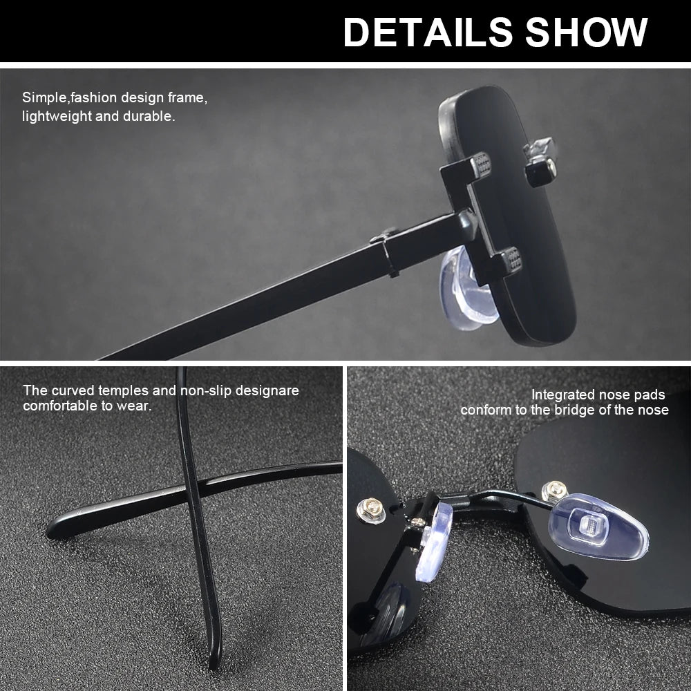 CRIXALIS Trendy Small Y2k Rectangle Rimless Sunglasses Womens Mens, Retro Narrow Chic Thin Skinny Sunnies UV400