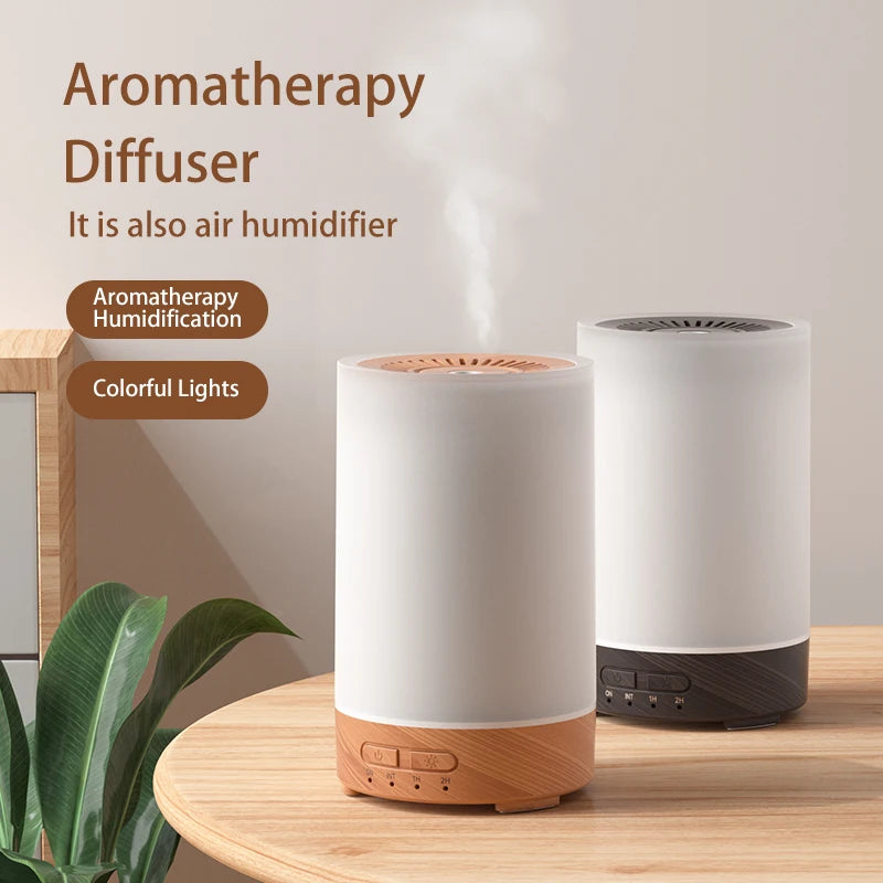 150ML Ultrasonic Wood Grain Essential Humidifier Air Humidifier for Bedroom Office Home 7 Color LED Light Aromatherapy Diffuser