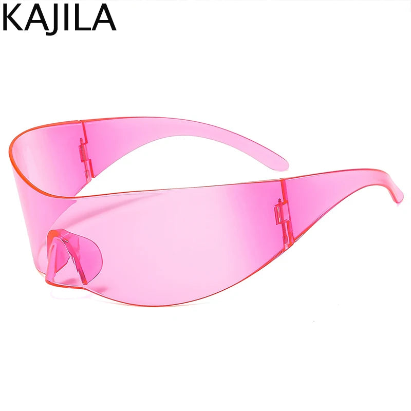 Y2K Cyber Punk One-Piece Sports Sunglasses Women Men 2025 Luxury Brand Windproof Rimless Sun Glasses For Ladies Shield Eyewear