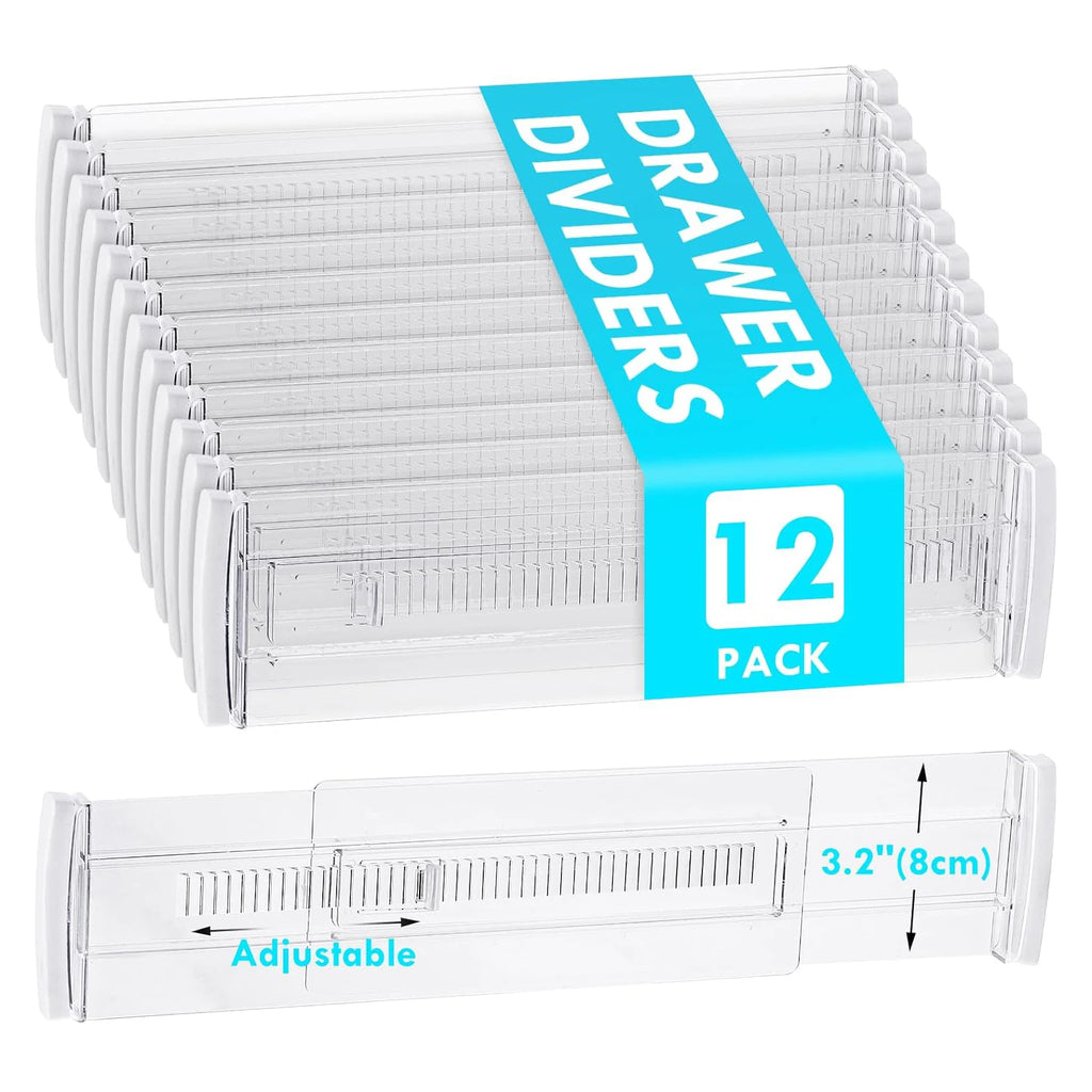 Velori Clear Organizer Set — Adjustable Expandable Drawer Dividers