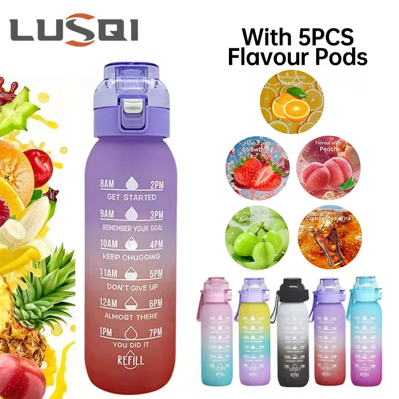 Velori Flavor Bottle — 1L Infuser Water Bottle with Straw & 5 Flavor Pods