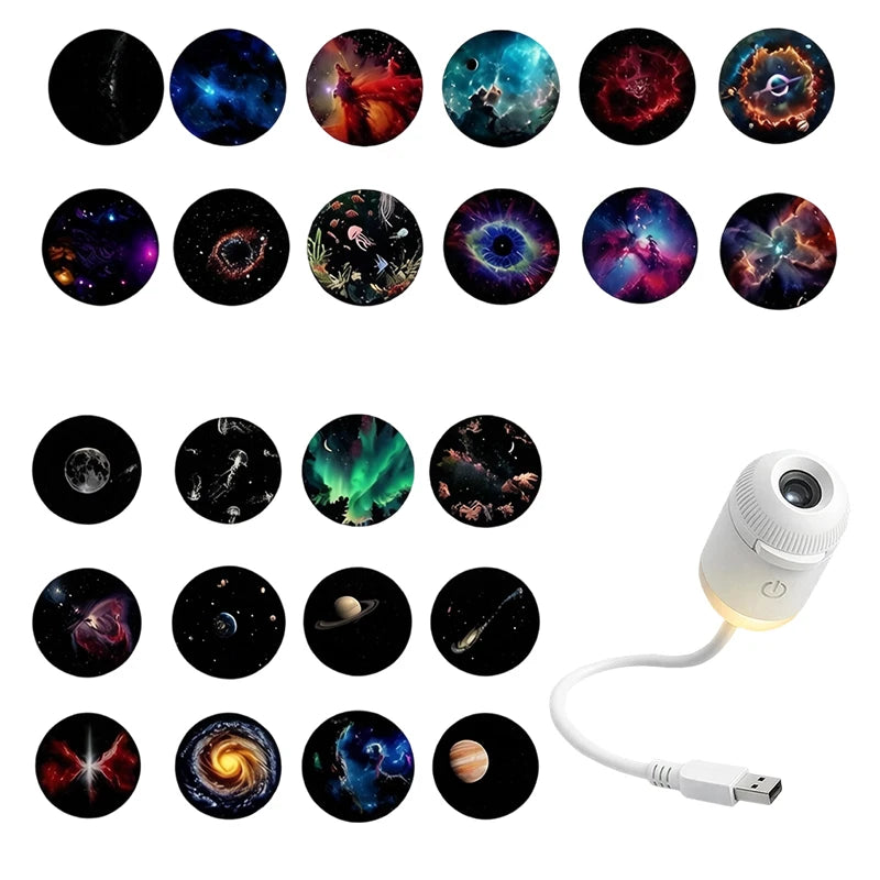 2-in-1 Mini Galaxy Star Projector Night Light Dimmable Touch Control Ambient Lamp Eye-Friendly USB Nightlight For Bedroom Decor